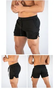 Professionelle schwarze schnelltrocknende Mesh-Laufshorts für Herren zum Fitness und Training