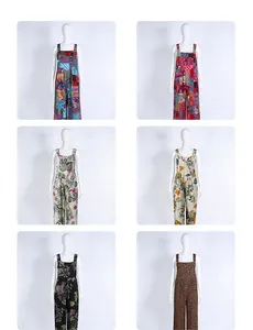 Collage showing six variants of women's ethnic and floral print wide-leg jumpsuits