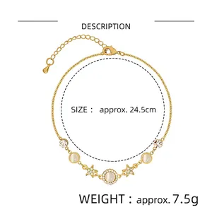 Goudkleurige ster- en opaalarmband, verstelbare ketting 24,5 cm lang, lichtgewicht 7,5 g.