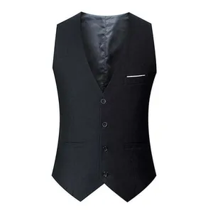 Classic men's slim fit single-breasted suit vest in black for formal wear