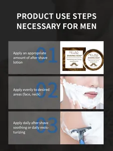 A professional three-step usage guide for Melao men's sandalwood shaving soap cream