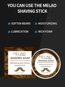Men's sandalwood shaving soap in 110g tin for smooth shaving and moisturizing detail