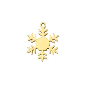 Élégant pendentif flocon de neige en acier inoxydable doré pour création de bijoux