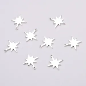 Macro view of silver plated eight-pointed star charms for DIY jewelry making sets