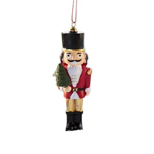Traditional Nutcracker soldier resin hanging ornament for Christmas tree decoration