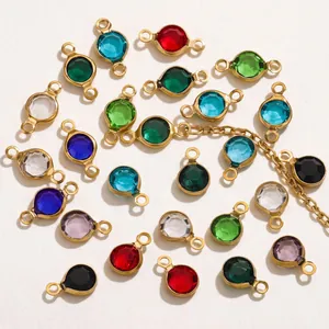 Assorted colorful crystal connectors and charms in gold stainless steel for DIY jewelry