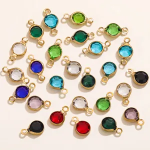 Assorted colorful stainless steel crystal connectors and charms for DIY jewelry making crafts