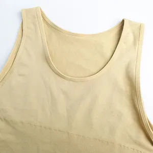 Débardeur de compression sans couture pour hommes beige pour gainage et contrôle ventre