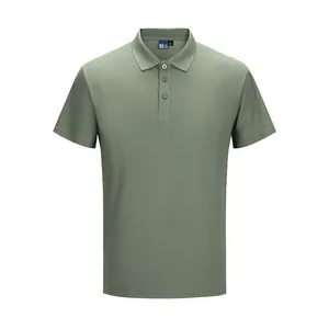 Classic men's sage green quick-dry mesh polo shirt for business casual and golf sports