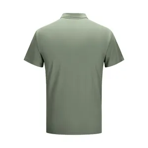 Back view of men's quick-dry mesh Polo shirt in sage green, business golf style.