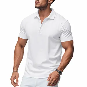 Men's business casual white short-sleeved polo shirt made of breathable quick-dry mesh fabric