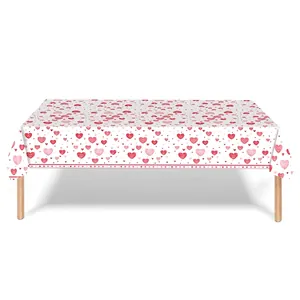Valentine's Day heart pattern disposable tablecloth for festive party decoration