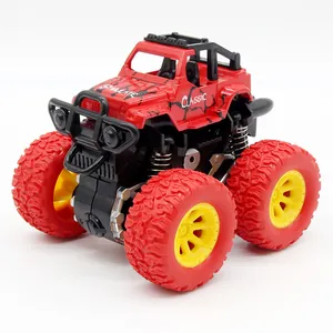 Κόκκινο παιχνίδι monster truck εκτός δρόμου 4WD με αδράνεια και μεγάλους κόκκινους τροχούς