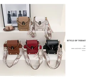 Borse a tracolla da donna alla moda con motivo a coccodrillo e tracolla larga, 5 colori.