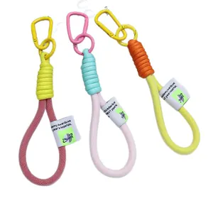 Set di tre cordini per telefono in rete intrecciata colorata con moschettoni in metallo