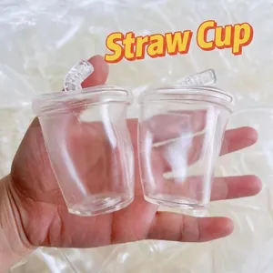 Carcasa de Bola Hueca en Forma de Botella de Bebida con Pajita Transparente Material de Goma Blanda TPR para Slime DIY Juguete Squishy Antiestrés