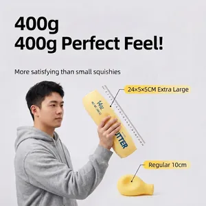 Detailed view of the 24cm extra large butter stick squishy toy with ruler size measurement