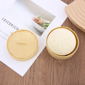 Detailed view of realistic slow-rebound steamed bun squishy toy with mini steamer