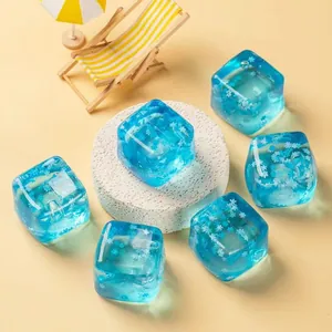 Zomerse blauwe ijsblokje squishy speelgoed met sneeuwvlokpatroon voor stressverlichting