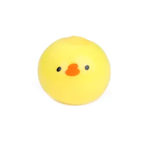 Close-up detail of a cute yellow chick squeeze toy for kids stress relief and play