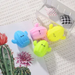 Mignon Cactus Squishy Jouet Doux TPR Rebond Lent Anti-stress Jouet à Presser Pour Enfants Adultes Cadeau