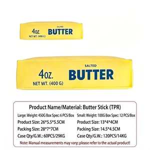 Comprehensive size and specification chart for slow rebound butter stick squishy stress toy