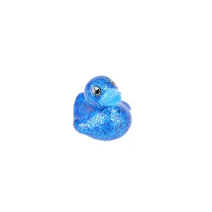 Cute 4.5cm blue glittery vinyl rubber duck bath toy for kids bath time water play