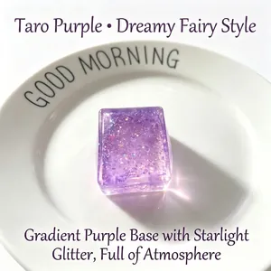 Healing purple jelly glitter square squishy toy for desktop stress relief and gift