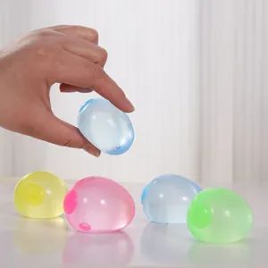 Translucent egg-shaped stress relief squeeze toys in colorful pastel maltose texture