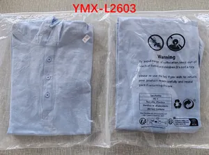 Light blue cotton linen hooded shirt for men displayed inside its transparent packaging