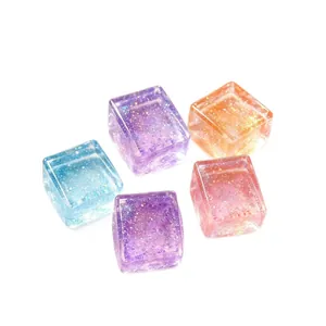 Glitter jelly maltose tofu cube squishy toys for stress relief and cute desk decor