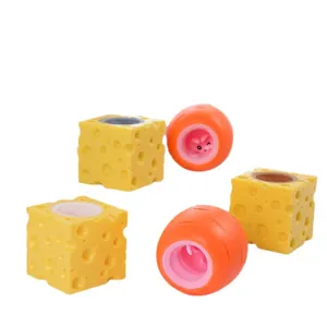 Novelty TPR cheese block and carrot cup squeeze toy set for stress relief and fun