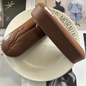 Two realistic PU faux chocolate cake breads for home decoration and stress relief toys