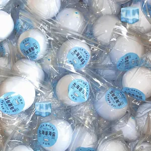 Macro view of blue sea salt ice bread squishy slow rebound flour ball stress relief toys
