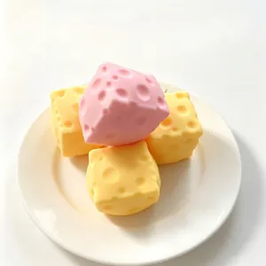 Jouet Squishy en Forme de Fromage Réaliste Rebond Lent Soulagement du Stress Jouet à Presser Modèle de Nourriture pour Détente
