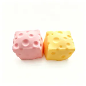 Ensemble de jouets squishy en forme de cube de fromage rose et jaune pour soulager le stress