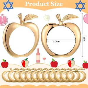 Guía de tallas detallada para servilleteros de manzana dorada, 5 cm de alto y 3,2 cm de diámetro