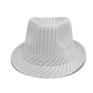Sombrero de jazz blanco clásico con elegantes rayas negras para protección solar