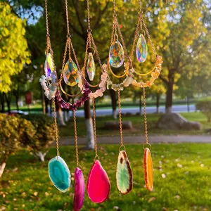 Elegante acchiappasole a luna in agata naturale e cristallo per decorazione giardino