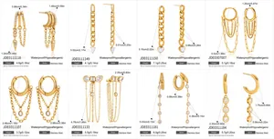 Detailed size and weight specifications for stainless steel zircon tassel earrings.