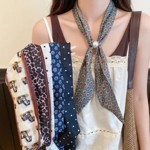 Pañuelo de Seda Largo Estilo Francés Moda Simple Corbata Multifuncional Pañuelo Delgado de Verano Cinturón Decoración Pañuelo Paisley