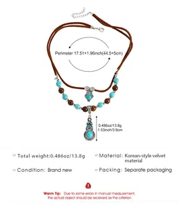Collana turchese a strati con misure dettagliate e tutte le specifiche tecniche del prodotto