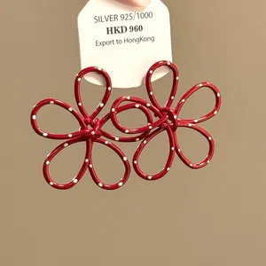 Vintage Polka Dot Blumen Ohrstecker Für Damen Einzigartige Übertriebene Hongkong Stil Eisen Spritzlackiert Ohrringe Mit 925 Silber Stift