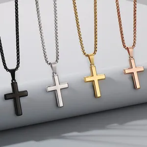 Pendentif Croix en Acier Inoxydable Minimaliste Seul Sans Chaîne Pour Hommes Femmes Bijoux Religieux Accessoire Cadeau