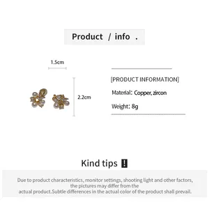 Detailed product specifications for gold plated pearl and zircon clip-on earrings info