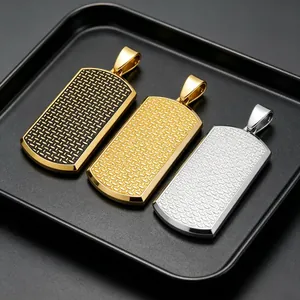 Pendentif Militaire en Acier Inoxydable Rétro Texture Tissée Pendentif Seul Sans Chaîne Style Industriel Hardcore Électroplaqué Bijoux Homme