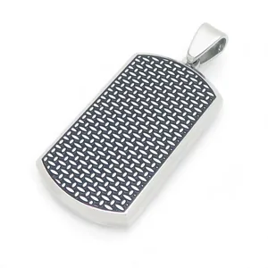 Pendentif plaque militaire pour homme en acier inoxydable avec motif pneu robuste