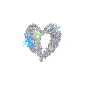 Exquisite hollow heart-shaped ring encrusted with sparkling zircons in silver finish