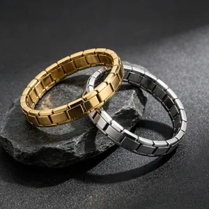 Bracelet à Maillons Modulaires Italien pour Hommes en Acier Inoxydable Style Bracelet de Montre Plaqué sous Vide Hip Hop Géométrique Bijoux Cadeau