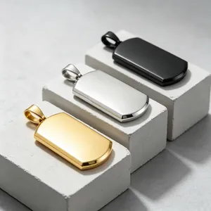 Stainless Steel Dog Tag Pendant Minimalist Blank Polished Identity Plate Necklace Pendant For Men Women Jewelry